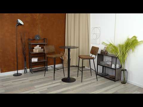 Set of 2 industrial bar stools with suede back - POMONA BAR