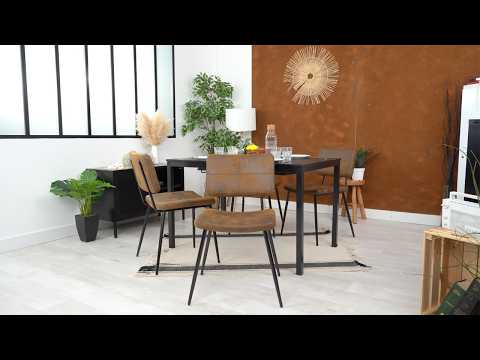 Set of 4 industrial suede dining room chairs - POMONA