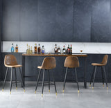Set of 2 industrial bar stools with suede back - CHARLTON BAR