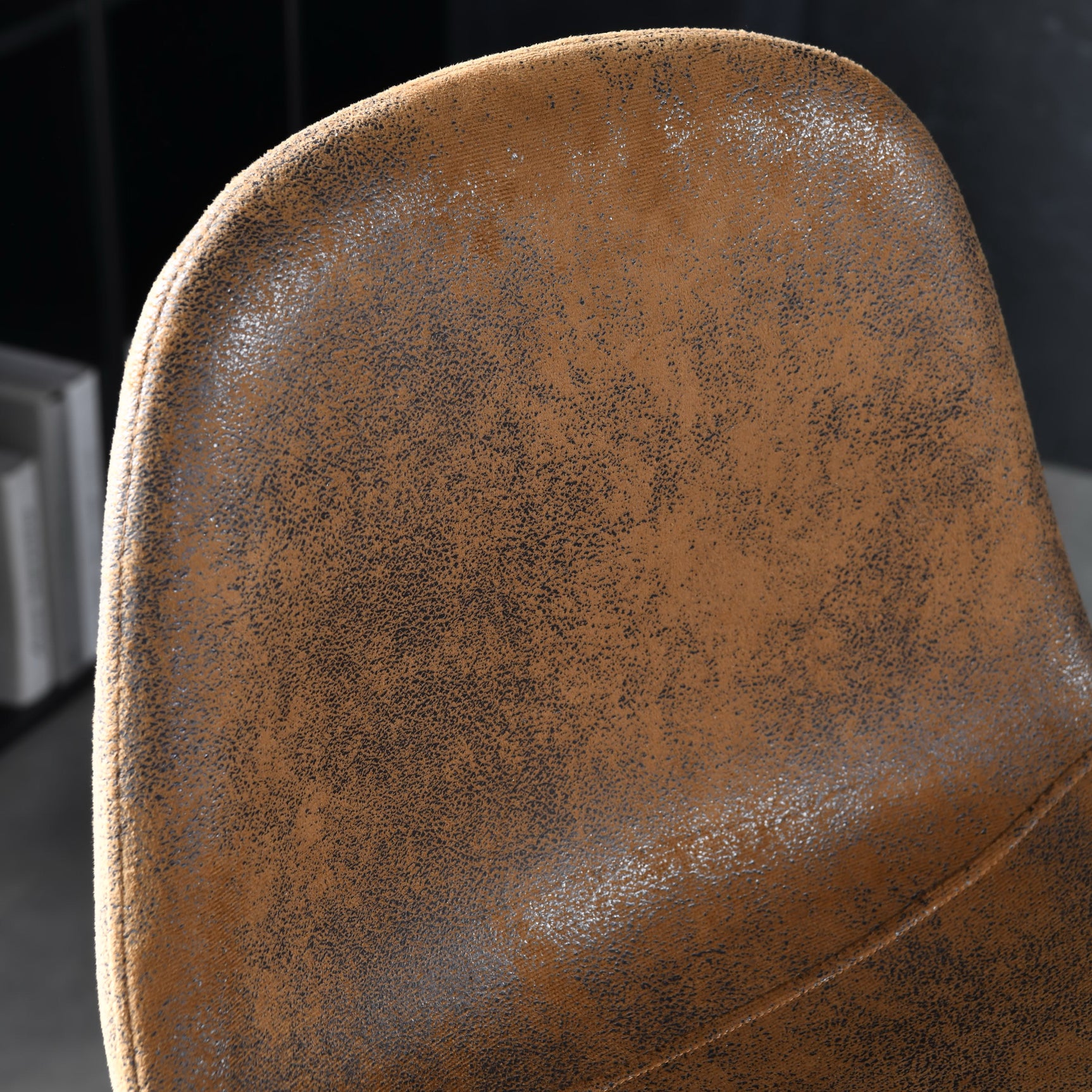 Set of 2 industrial bar stools with suede back - CHARLTON BAR